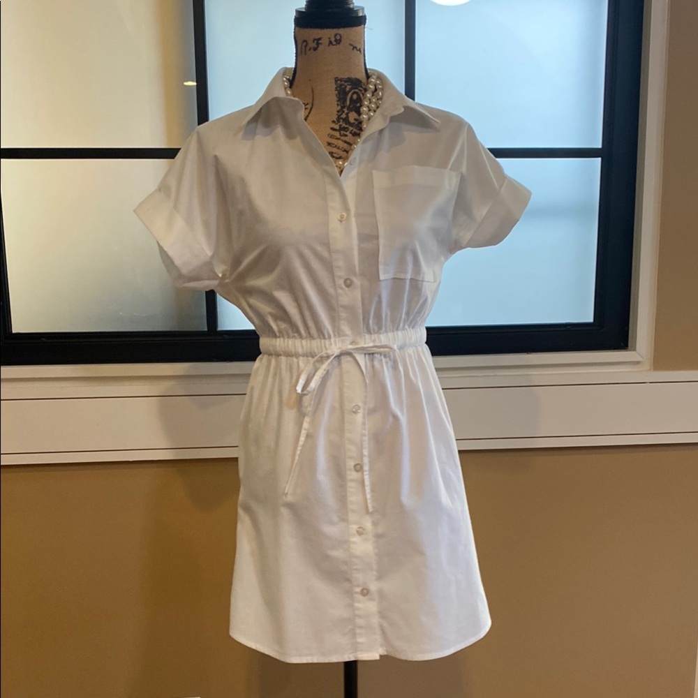 Steve Madden White Button-Up Shirt Mini Dress. Sz Small. NWT